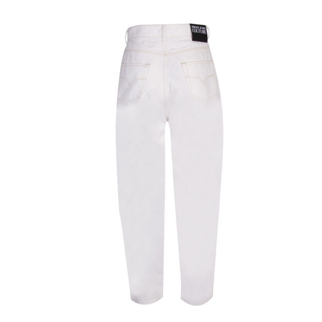 Womens White Branded Mom Fit Jeans