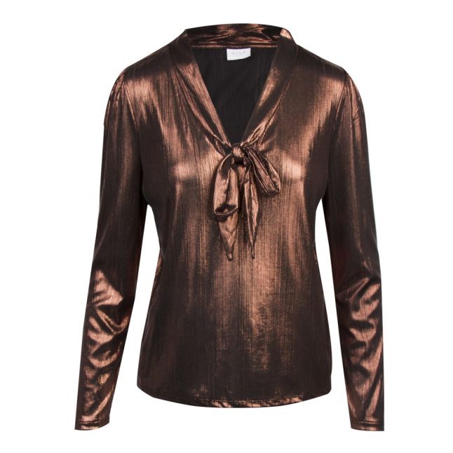 Womens Copper Foil Vikatty Tie Neck Blouse