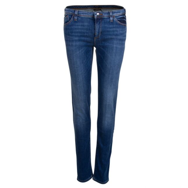 Womens Blue Wash J28 Mid Rise Skinny Fit Jeans