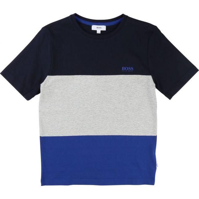 Boys Navy Colourblock S/s T Shirt