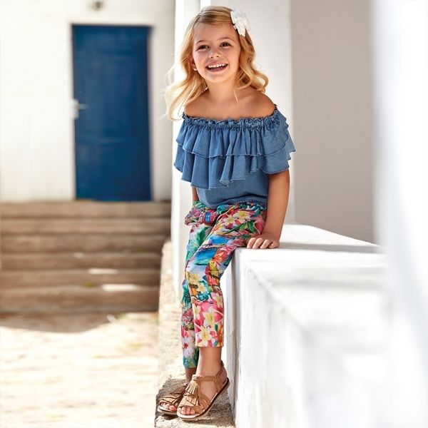 Girls Watermelon Tropical Print Trousers