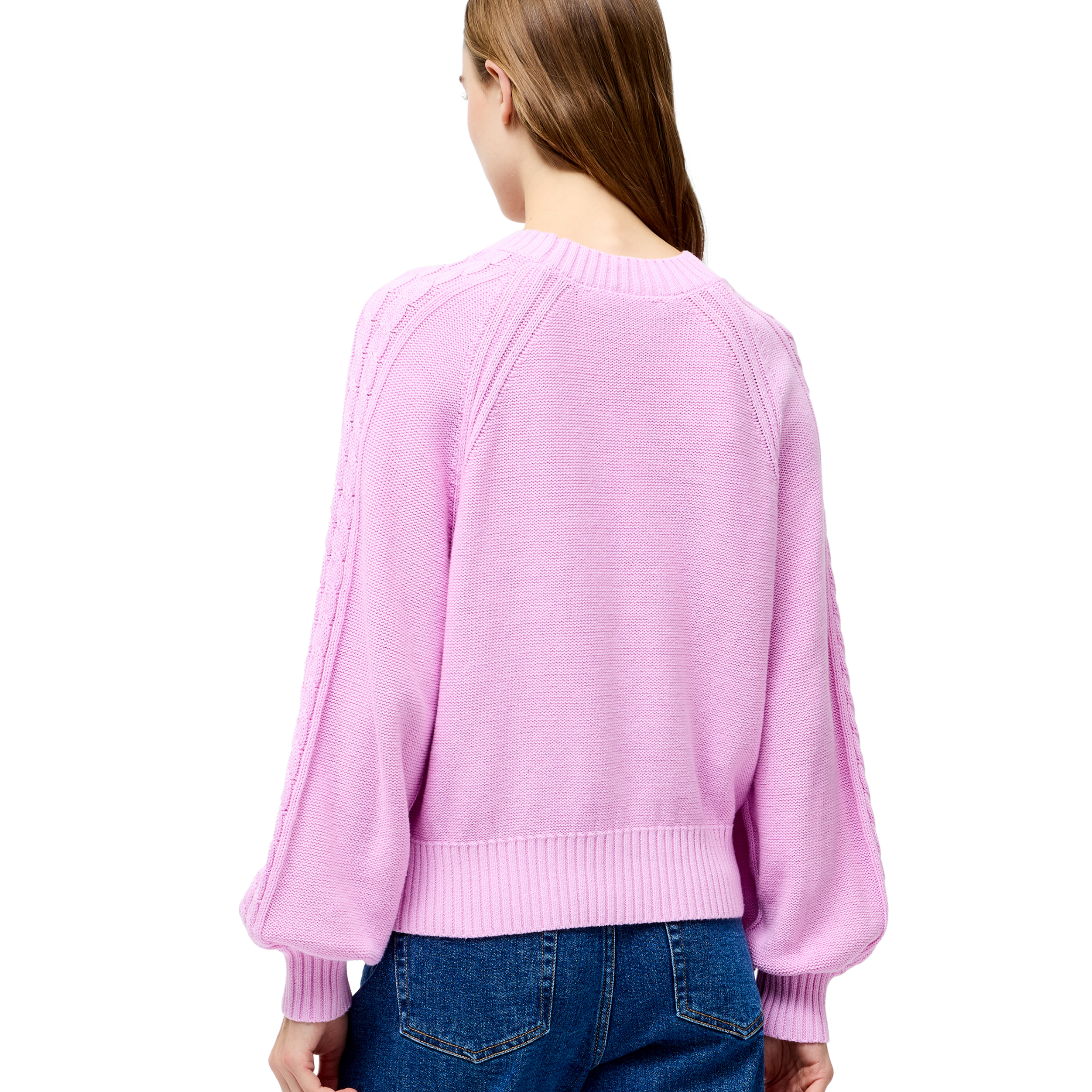 Womens French Connection Bubblegum Pink Lily Cable Sleeve Jumper