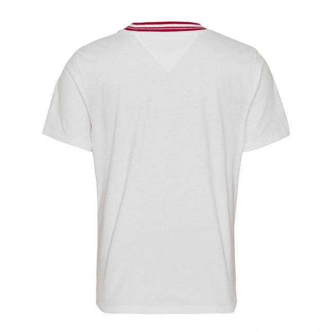 Womens White Contrast Rib Logo S/s T Shirt