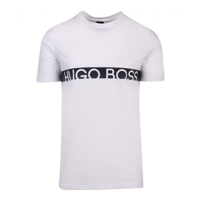 Mens White/Black Logo Stripe Slim Fit Beach S/s T Shirt