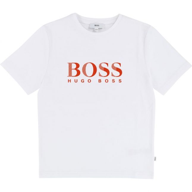 Boys White Branded S/s T Shirt