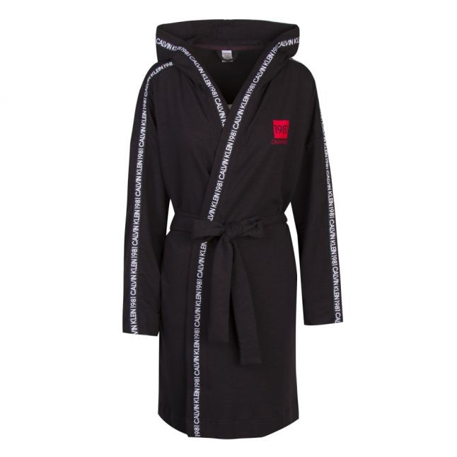 Womens Black Logo Tape Dressing Gown