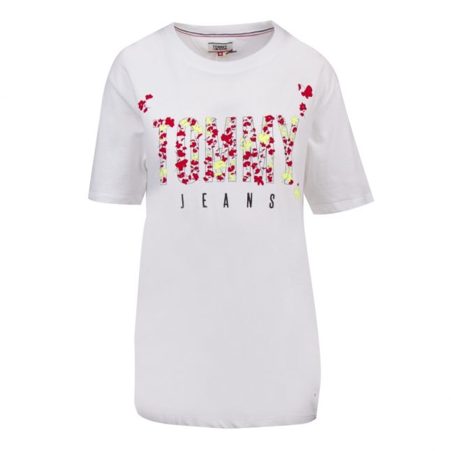 Womens Classic White Floral Logo S/s T Shirt