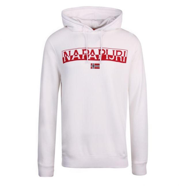 Mens Bright White Baras Hooded Sweat Top