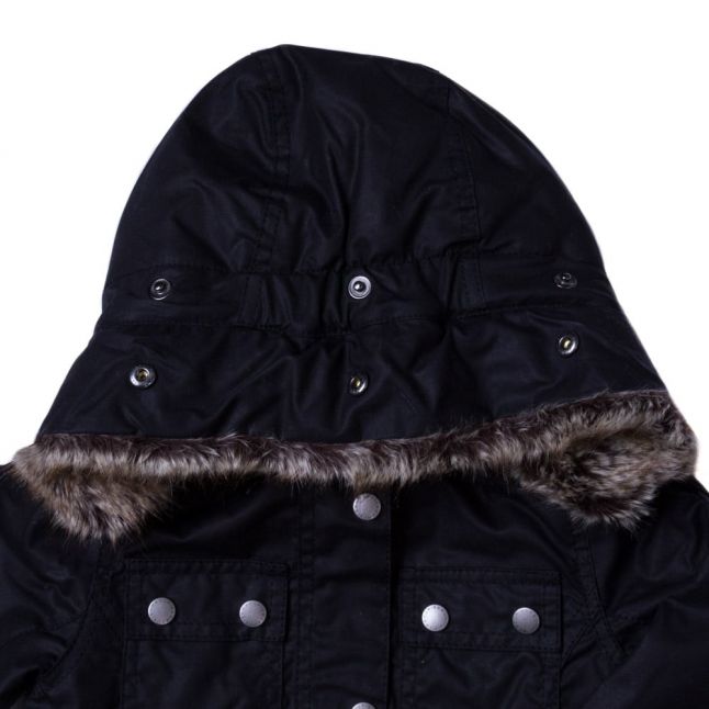 Girls Navy Carribena Waxed Jacket