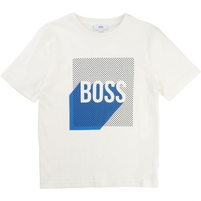 Boys White Chest Logo Print S/s T Shirt