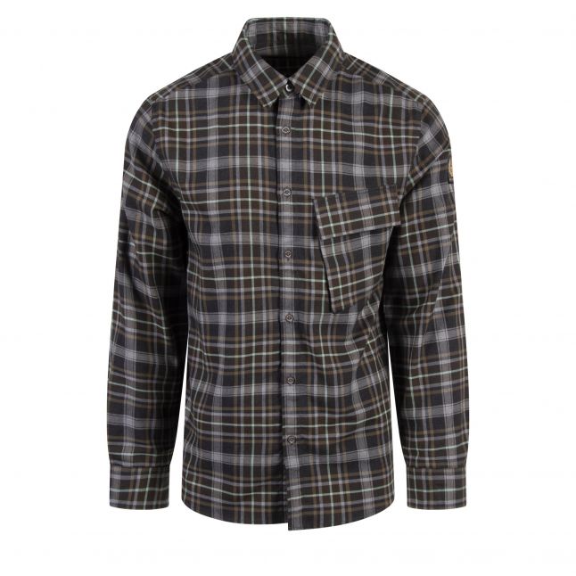 Mens Charcoal/Oil Blue Scale Check L/s Shirt