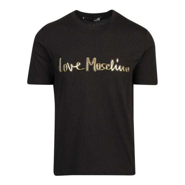 Mens Black/Gold Raised Logo Regular Fit S/s T Shirt