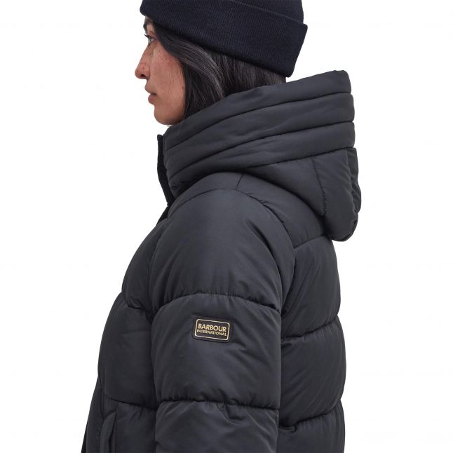 Barbour International Womens Black Longline Barron Puffer Coat Hurleys