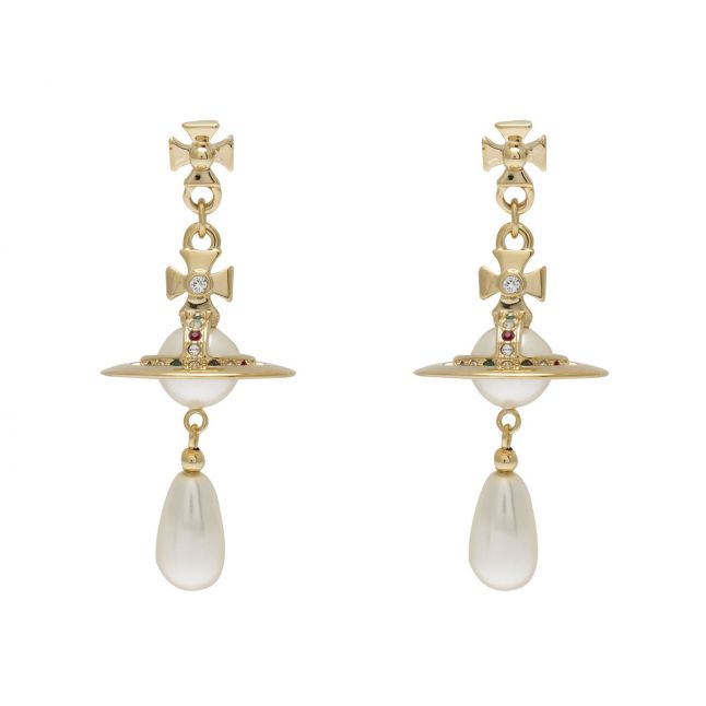 Womens Gold/Pearl Pearl Drop Earrings