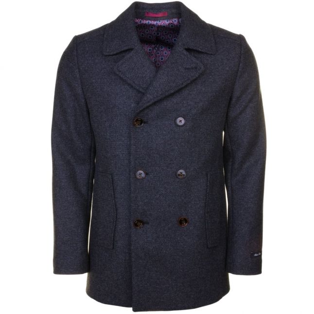 Mens Charcoal Biza Twill Wool Peacoat