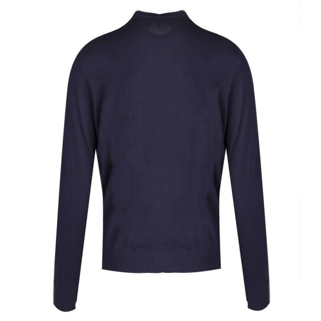 Mens Navy Classic Zebra Crew Neck Knitted Top