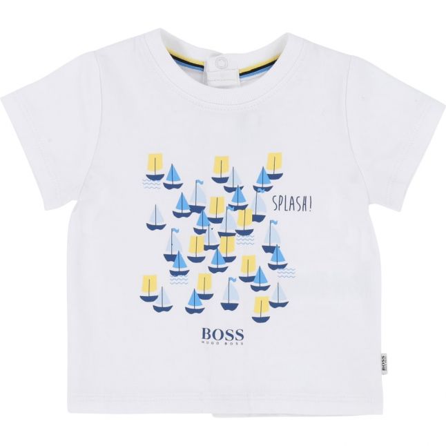 Baby White Yacht Print S/s T Shirt