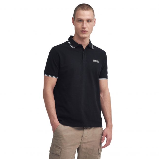 Mens Black Evan Tipped S/s Polo Shirt