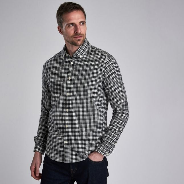 Mens Black Spacer Check L/s Shirt