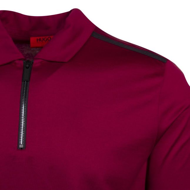 Mens Dark Red Dilvio Zip Collar S/s Polo Shirt