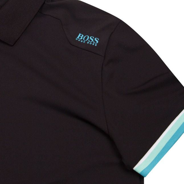 Athleisure Mens Black/Turquoise Paule 6 Slim Fit S/s Polo Shirt