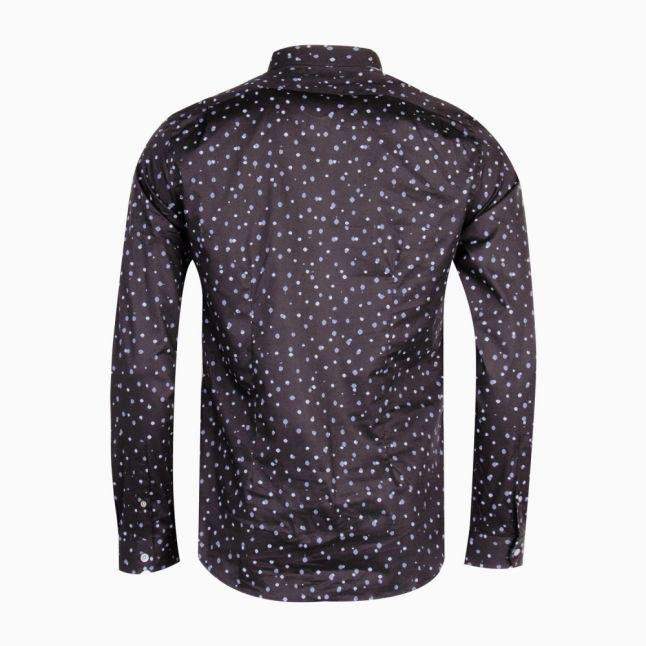 Mens Navy Large Spot Slim L/s Shirt