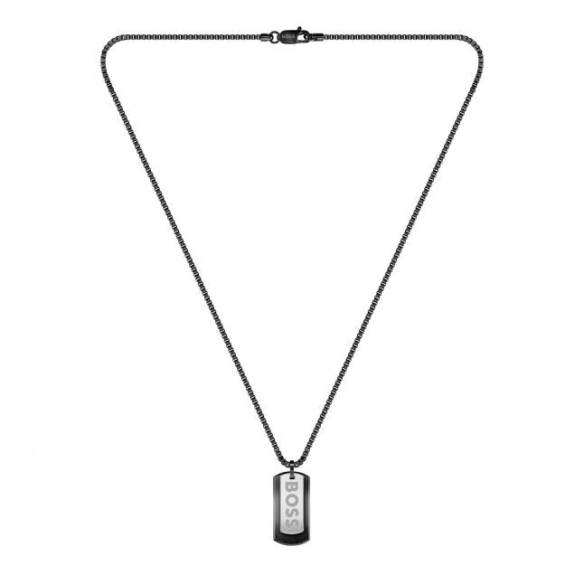 Mens Black/Silver Devon Tag Necklace