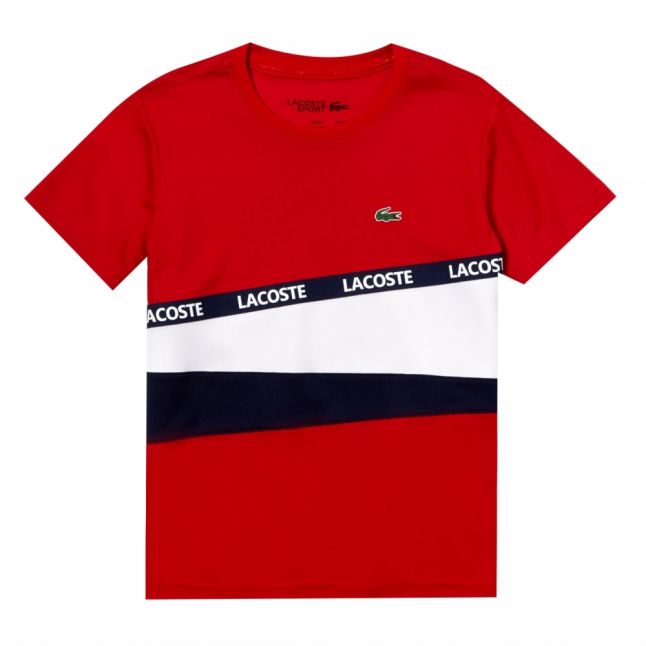 Boys Red Colourblock Tape S/s T Shirt