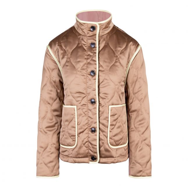 Womens Brown Quilted Short Jacket