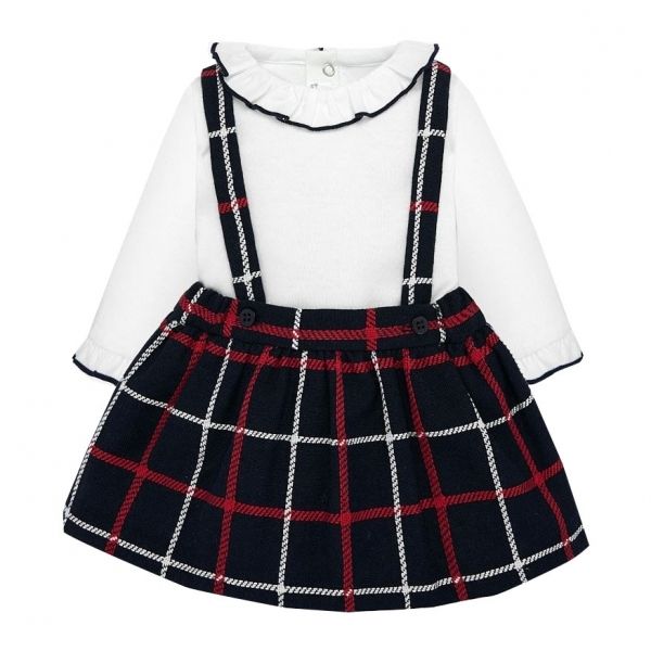 Baby Navy Frill Top & Pinafore Dress Set