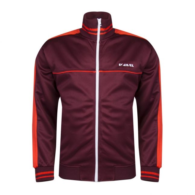 Mens Burgundy S-Roots Zip-Through Sweat Jacket