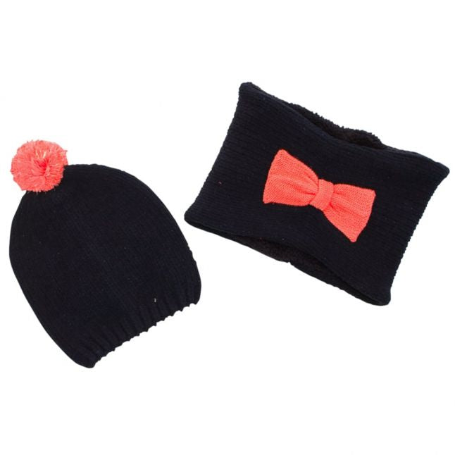 Girls Navy Hat & Snood Set