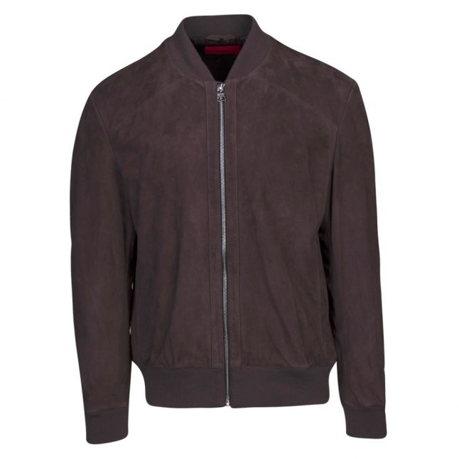 Mens Dark Grey Larris Suede Bomber Jacket