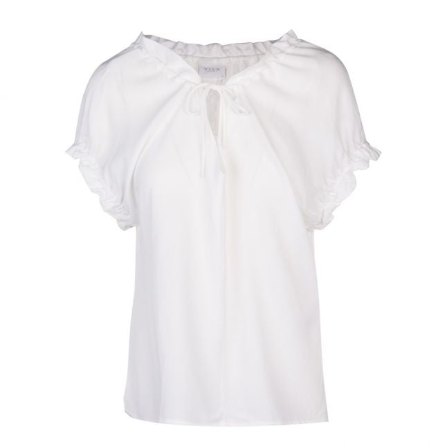 Womens Cloud Dancer Viflonas Tie Neck S/s Top