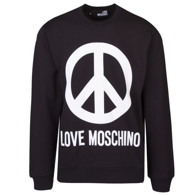 Mens Black Peace Logo Regular Fit Sweat Top