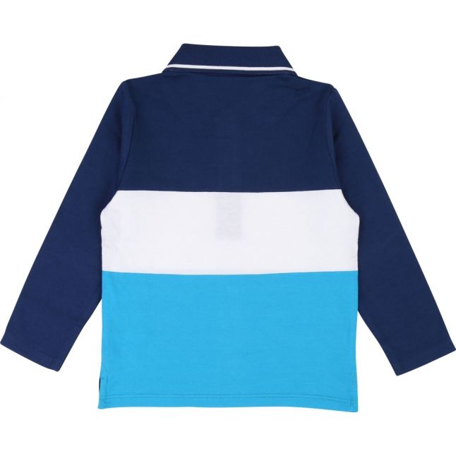 Boys Blue Colourblock L/s Polo Shirt