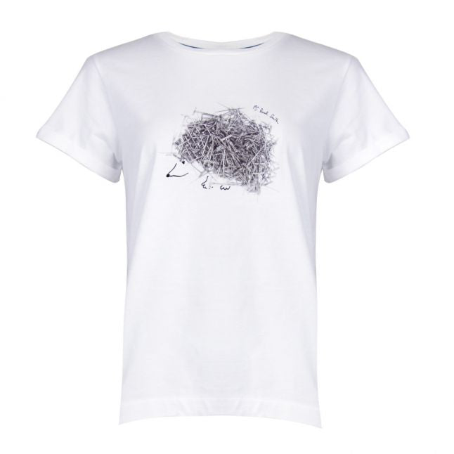 Womens White Hedgehog Pin S/s T Shirt