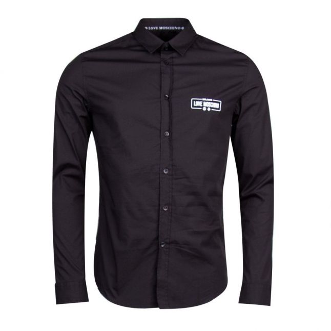 Mens Black Small Logo Slim L/s Shirt