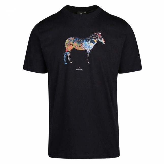 Mens Navy Graffiti Zebra Regular Fit S/s T Shirt