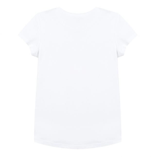 Girls Optic White Foil Logo S/s T Shirt