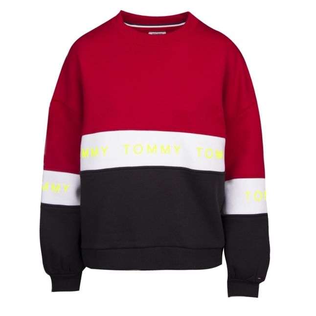 Womens Tommy Black/Multi Colourblock Sweat Top