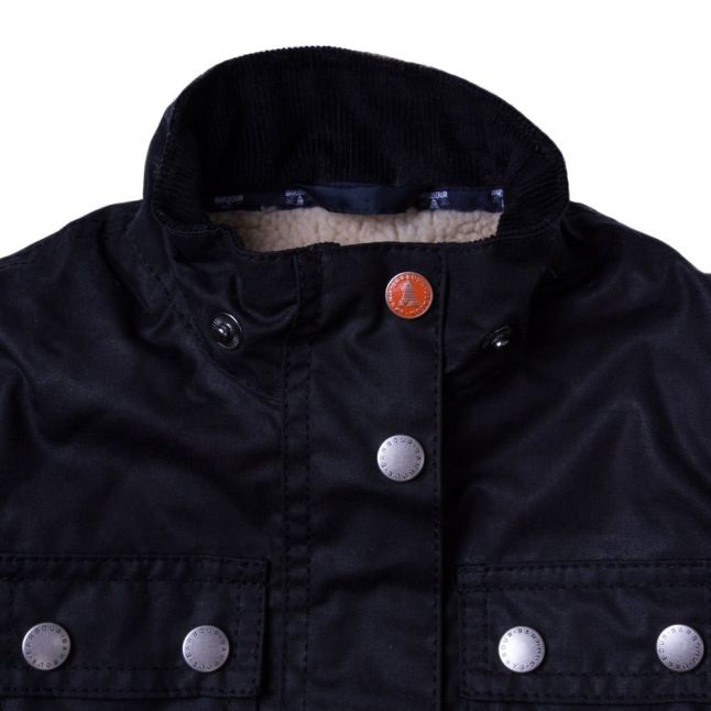 Girls Navy Carribena Waxed Jacket