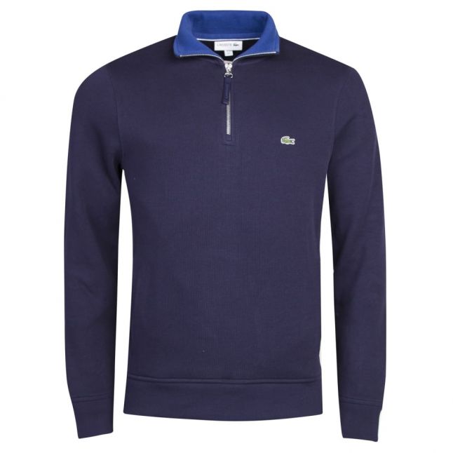 Mens Navy 1/2 Zip Funnel Neck Sweat Top