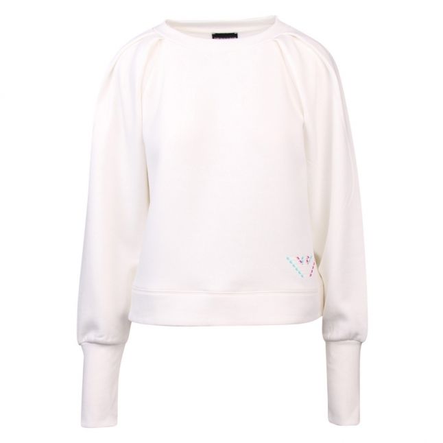 Womens White Puff Sleeve Sweat Top