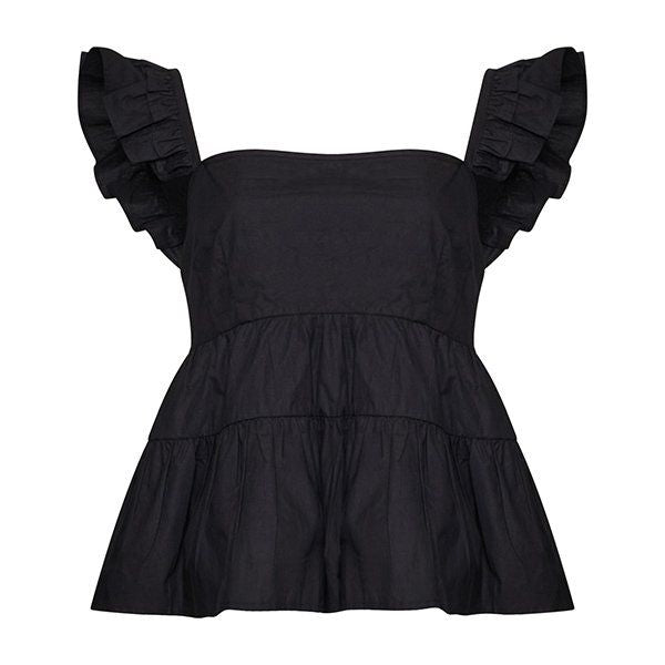 Womens Black Rhodes Poplin Tiered Cami Top