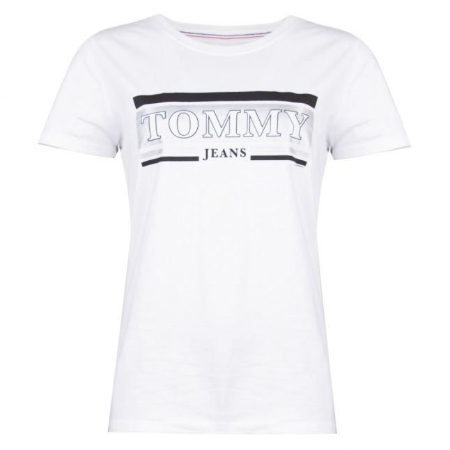 Womens White Metallic Logo S/s T Shirt