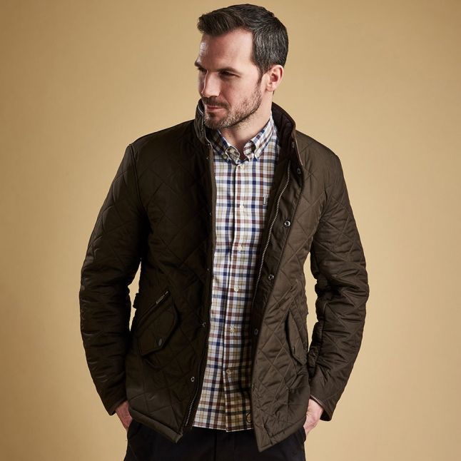 Mens Olive Powell Quilted Jacket