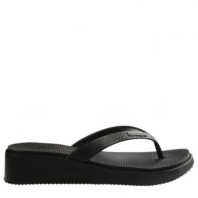 Womens Black High Flatform Flip Flops