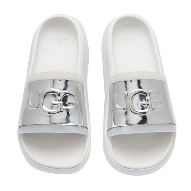 Womens White Hilama Logo Slides