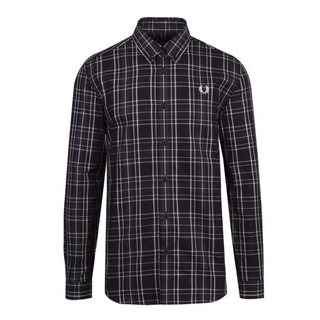 Mens Black Tonal Check L/s Shirt